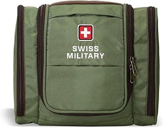 Swiss Military Unisex 5L Water-Resistant Toiletry Bag for Travel with Multiple Compartments, Quick Access Pocket, Durable Zippers, Organizer for Toiletries, Makeup and Essentials Pouch-Green