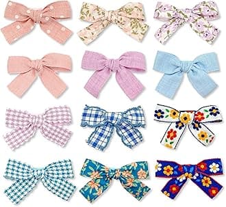 Baby Girl Hair Clips Set, 12 Pcs Hair Bows Barrettes Handmade Accessories Alligator Clip for Little Girls Babies Toddlers Child Kids Teens Gifts