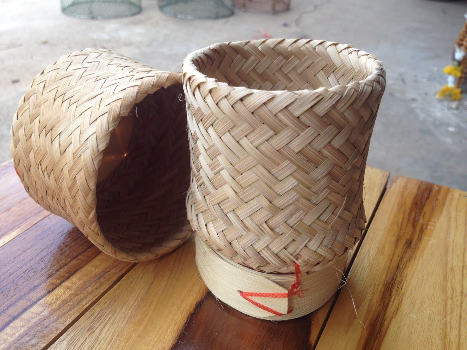 Thai Lao Handmade Sticky Rice Container, Small Bamboo Serving Baskets, Natural