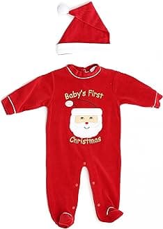 Christmas Coverall for Baby & Infant with Matching Santa Hat
