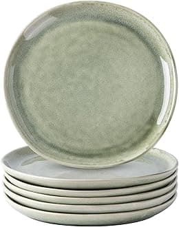 AmorArc Ceramic Plates Set of 6, 8.5 Inch Handmade Reactive Glaze Stoneware Plates set for Dessert, Salad, Appetizer, Small Dinner Plates, Microwave & Dishwasher Safe, Scratch Resistant