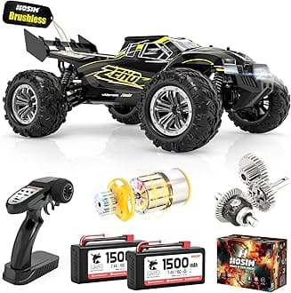 Hosim Zeno 1:10 Brushless Remote Controlled Car, 62+ km/h Fast RC Car, 4WD Hobby Grade RC Off-Road Vehicle for Adults and Children (X15, Black)