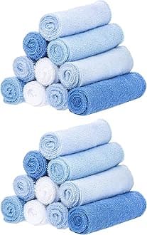 Spasilk Washcloth Wipes Set for Newborn Boys and Girls, Soft Terry Washcloth Set, Pack of 20, Blue