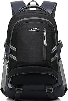 ProEtrade Backpack Bookbag for School College Student Sturdy Travel Business Laptop Compartment with USB Charging Port Luggage Chest Straps Night Light Reflective (Black)