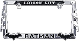 Officially Licensed - DC Comics Batman Chrome-Plated All-Metal Standard Size Premium 3D License Plate Frame Tag Holder for Cars/SUVs/Trucks Weather-Proof Automotive Accessory