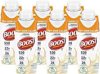 Boost Very High Calorie Nutritional Drink Very Vanilla, Made with Natural Vanilla Flavor & No Artificial Flavors, Colors & Sweeteners, 8 FL OZ (Pack of 6)