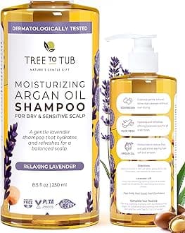Lavender Dry Hair Shampoo for Sensitive Scalp - Gentle Hydrating Dry Scalp Shampoo for Women & Men, Moisturizing Sulfate Free Shampoo w/Organic Argan Oil, Chamomile, All Natural Aloe Vera