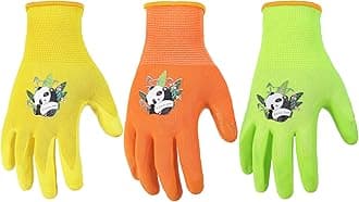 HANDLANDY 3 Pairs Kids Gardening Gloves for Age 2-13, Toddler Children Garden Yard Work Outdoor Playing Gloves, Rubber Coating, for Girls Boys Youth (Size 4)