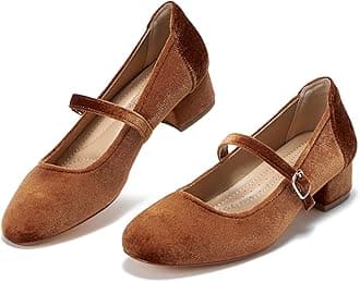 hingswink Mary Jane Shoes Women Low Heels Dress Shoes Pumps for Women Dressy Low Heel 2 Inch Chunky Heel Mary Janes Pumps with Adjustable Ankle Strap for Women Dressy Casual