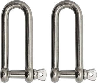Extreme Max 3006.8209.2 BoatTector Stainless Steel Long D Shackle-1/2, 2-Pack, Silver, 1/2"