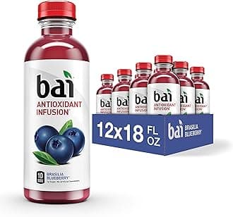 Flavored Water, Brasilia Blueberry, Antioxidant Infused Drinks, 18 Fluid Ounce Bottle (Pack of 12)