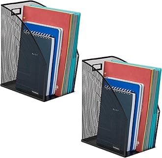 Mind Reader Jumbo Metal Mesh File Organizer 2-Pack, Magazine Holder, Office Desk Organizer, Documents Holder, Black