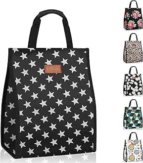 Lunch Bags for Women Insulated Reusable Lunch Tote with Internal Pocket, Lunch Tote bag for Work（Star）