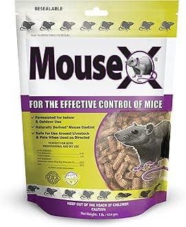 MouseX Bait Pellets, All-Natural Poison Free Humane Rat and Mouse Rodenticide Pellets, 1 lb. Bag - EcoClear Products