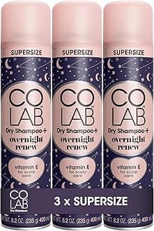 COLAB+ SUPERSIZE Dry Shampoo, Overnight Renew, 400ml, 3 Pack - Works While You Sleep, Absorbs Oil, Conditions & Cares For Scalp, Calming Scent
