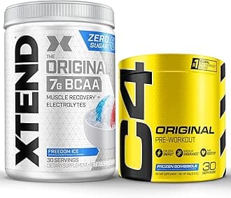 Cellucor Pre Workout & BCAA Bundle, C4 Original Pre Workout Powder, Frozen Bombsicle, 30 Servings + XTEND BCAA Powder, Freedom Ice, 30 Servings