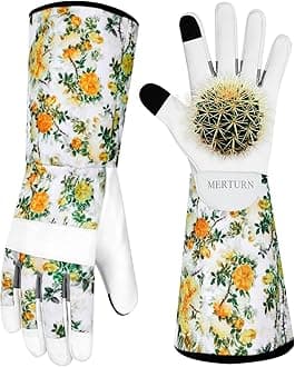 Leather Long Gardening Gloves for Women Thorn Proof Garden Gloves Yard Working Gloves