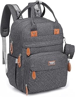 BabbleRoo Baby Changing Bag Backpack, Nappy Changing Back Pack Diaper Bags with Changing Mat & Pacifier Holder for Mom & Dad