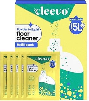 Floor Cleaner Liquid (5L Refill Pack) | 1 Pouch = 1L Natural Disinfectant Floor Cleaners for Mops | Chlorine-Free Surface Cleaner, Eco-Friendly All-Purpose Floor Cleaning Liquid (Zesty Lemon)