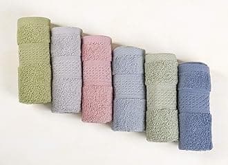 Cleanbear Pure Cotton Wash Cloths Face Towels, 6 Colors per Set, 13 x 13 Inches.