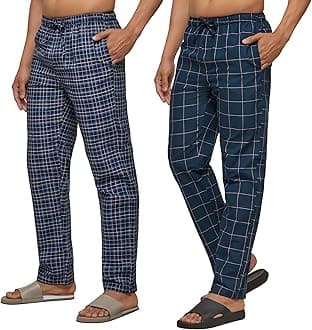 XYXX Men's Super Combed Cotton Checkered Checkmate Pyjamas [Pack of 2] Elasticated Waist, Drawstring | Loungewear for Men