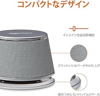 Amazon Basics Dynamic Sound Speakers, USB Connection, PC, Computer, Silver, 1 Set