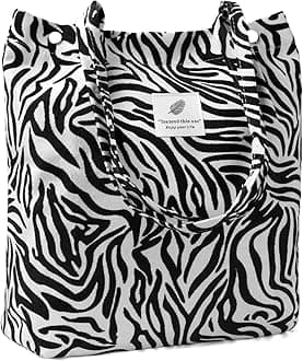 Women Tote Bags Grocery Shoulder Bag Corduroy with Inner Pocket for Work Beach Lunch Travel Shopping Shopper Handbags