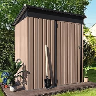 AECOJOY 5' x 3' Outdoor Storage Shed, Small Metal Shed (16.6 Sq.Ft Land) with Design of Lockable Door, Utility and Tool Storage for Garden, Backyard, Patio, Outside use.