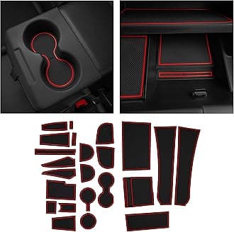 CupHolderHero Compatible with Ford EcoSport Accessories 2018-2022 Premium Custom Interior Non-Slip Anti Dust Cup Holder Inserts, Center Console Liner Mats, Door Pocket Liners 25pc Set (Red Trim)
