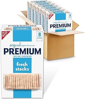 Premium Fresh Stacks Original Saltine Crackers, Bulk Travel Snacks, 6 Boxes (48 Multi Snack Packs)