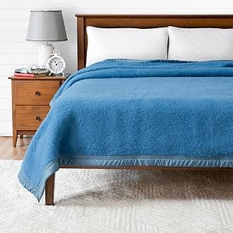 Poyet Motte Aurora 700GSM 100% Virgin Wool Blanket, Extreme Heavyweight, Machine Washable, Full/Queen Size, Blue