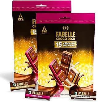 Fabelle Choco Deck – Mini Delights, Chocolate Pack of 2, 15 Mini Layered Milk Chocolate Bars, Premium Chocolate Gift Pack for Anniversary, 2 x 105g