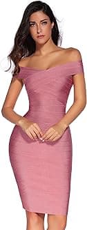 meilun Women's Rayon Off Shoulder Bandage Bodycon Party Dress