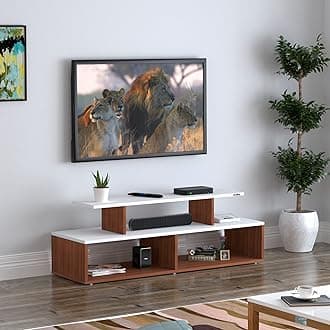 Anikaa Melina Engineered Wood TV Unit/TV Stand/Floor Standing TV Unit/TV Cabinet/TV Entertainment Unit (Walnut White) - Ideal for Upto 55"(D.I.Y)