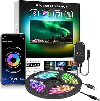 Nexillumi Backlight RGB LED Strip Lights USB Powered for 24 Inch-60 Inch TV,Mirror,PC, APP Control Sync to Music, Bias Lighting, 5050 RGB Waterproof IP65 for Android iOS