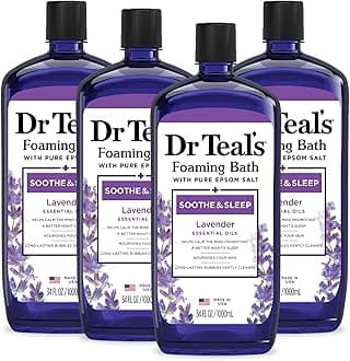 Dr Teal's Foaming Bath with Pure Epsom Salt, Soothe & Sleep with Lavender, 34 fl oz (Pack of 4)