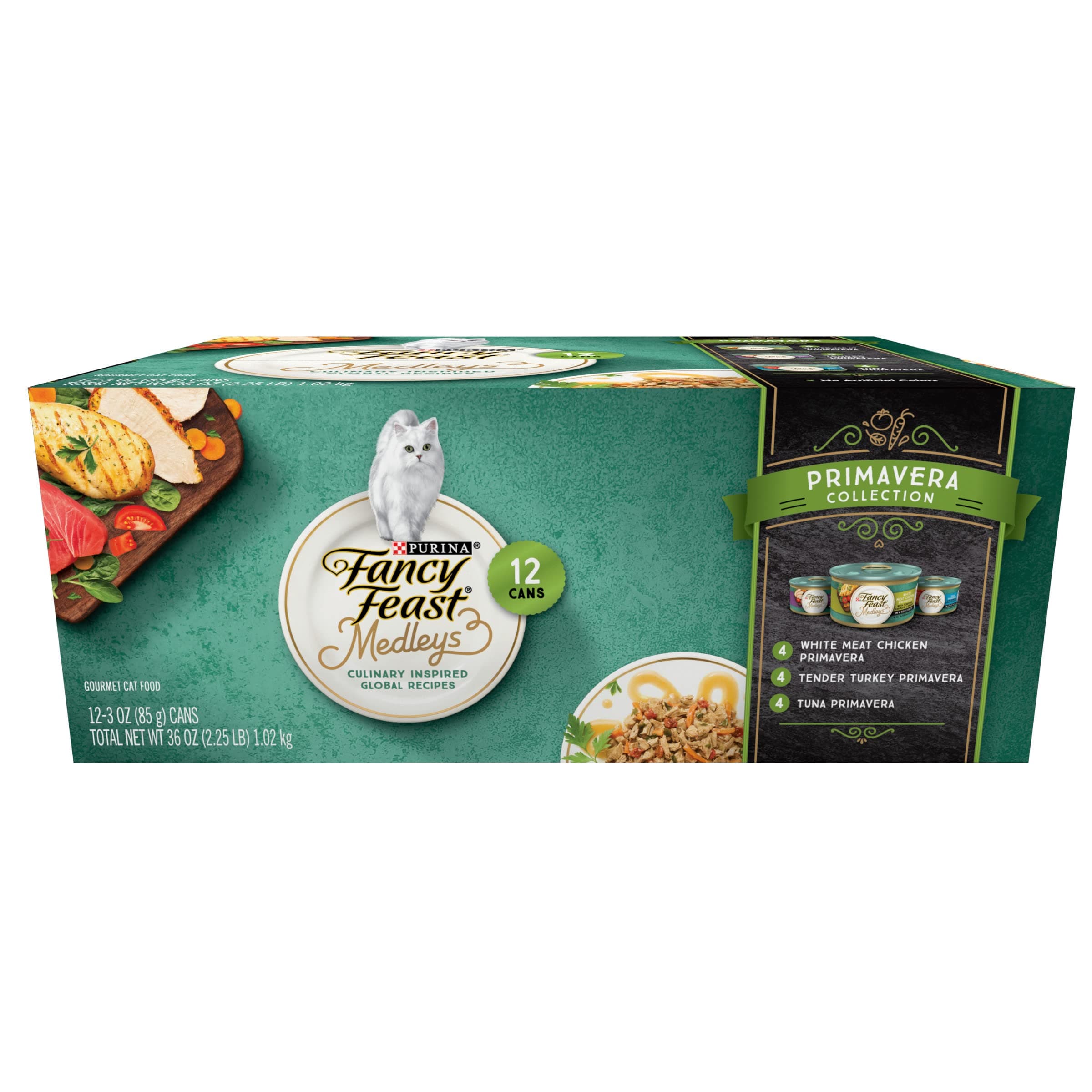 - Purina Fancy Feast Wet Cat Food Variety Pack, Medleys Primavera Collection - (2 Packs of 12) 3 oz. Cans