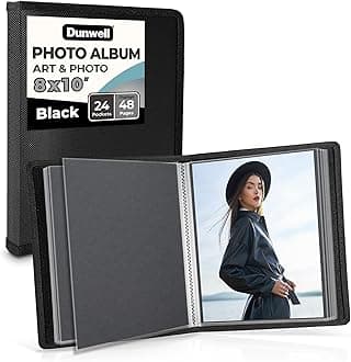 Dunwell 8x10 Photo Album Binder - (Black, 1 Pack), 24 Pocket Bound Presentation Book, Displays 48 Pages of 8 x 10” Photography or Artwork, Presentation Binder with Sheet Protectors for 8x10 Pictures