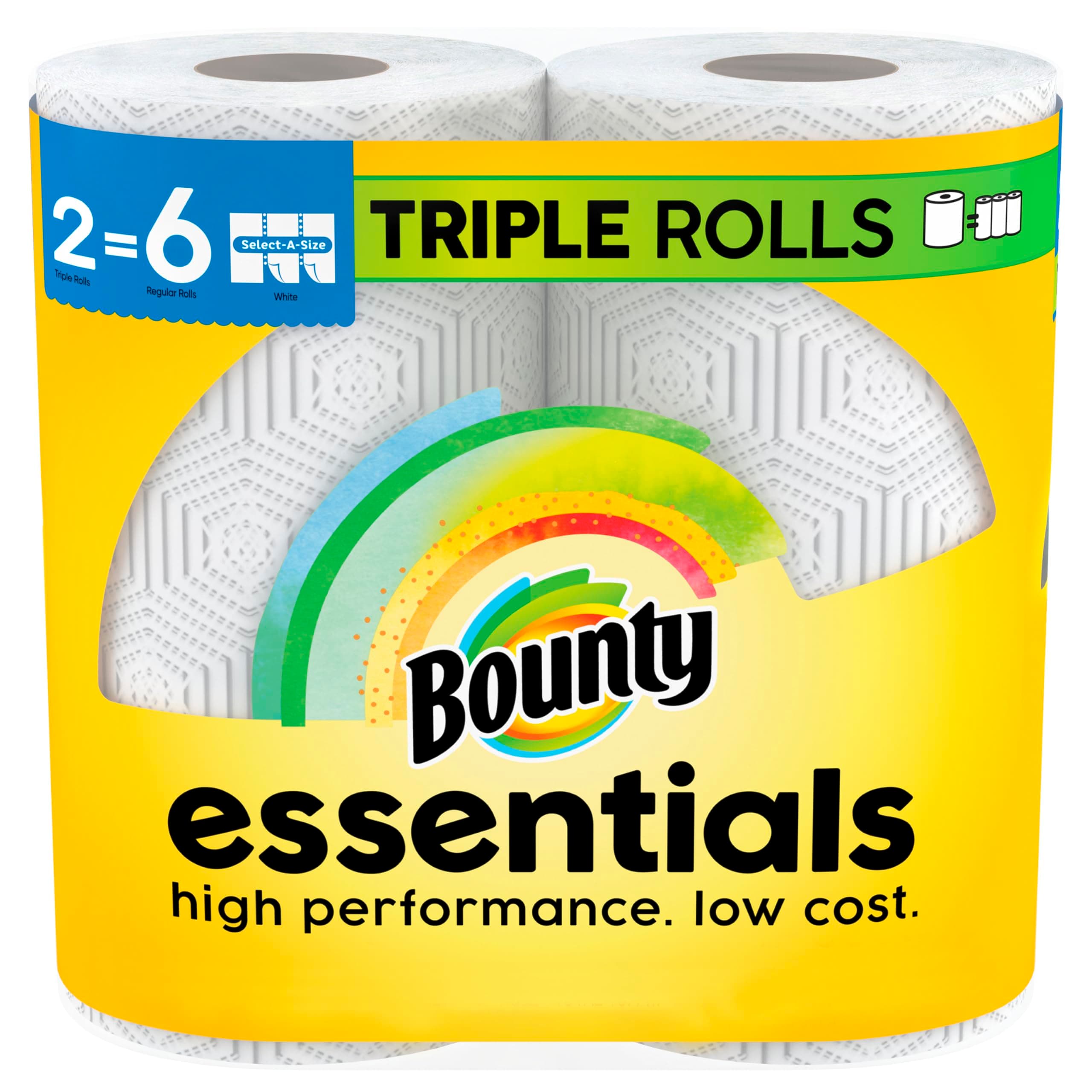 Bounty Essentials Select-A-Size Paper Towels, White, 2 Triple Rolls = 6 Regular Rolls (Packaging May Vary)