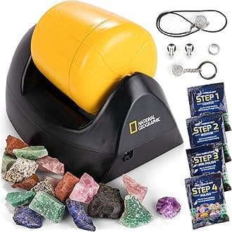 NATIONAL GEOGRAPHIC Starter Rock Tumbler Kit - Includes Rough Gemstones, 4-Stage Silicon Carbide Polishing Grit, Jewellery Fastenings & Learning Guide - STEM Science Kit for Geology Enthusiasts