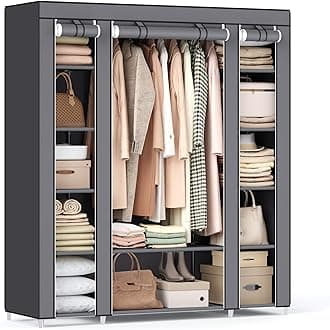 59 Inch Closet Organizer Wardrobe Closet Portable Closet shelves, Closet Storage Organizer with Non-woven Fabric, Quick and Easy to Assemble, Extra Strong and Durable, Gray ULSF03G