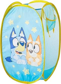 Bluey Pop-Up Hamper with Carry Handles – 21" x 13.5", Bluey and Bingo Design, Lightweight & Collapsible Laundry Basket for Kids’ Bedroom, Bathroom, or Playroom