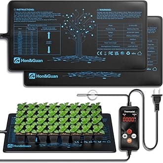 Hon&Guan 2 Packs 10"x 20.75" Seedling Heat Mat with Digital Thermostat Combo Set,Waterproof Plant Heating Pad for Germination,Indoor Gardening,Greenhouse