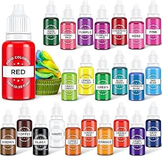 Food Coloring Set - 24 Color Food Grade Vibrant Food Dye Tasteless Liquid Color for Cake Decorating Baking Easter Egg Icing Fondant Cooking Slime Making DIY Supplies Kit - 0.35 Fl. oz (10 ml)/Bottles