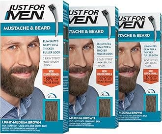 Brush-In Color Gel For Mustache & Beard, Light-Medium Brown, M-30, 1 Kit pack of 3