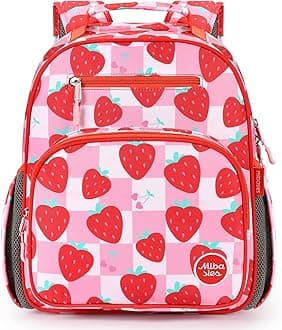 Kids Backpack for Girls: Girls Backpack 5-8 - Kindergarten Elementary School Bookbag for Girl - Strawberry Red