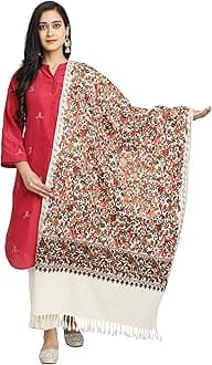 ZamourKashmir Women Stole Scarf Wrap Shawl with Indian Embroidery Flower - 6376