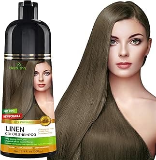 Herbishh Hair Color Shampoo - Magic Gray Hair Dye, Long-Lasting 3-in-1 Coloring Formula, 500ml, Ammonia-Free (Linen)