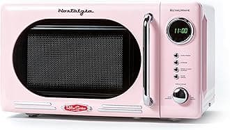 Countertop Microwave Oven with Easy Clean Interior - Retro Microwave with LED Display & Child Lock- Compact 0.7 Cu. Ft. Oven With 12 Pre-Programmed Settings for Quick Cooking- 700-Watts-Pink