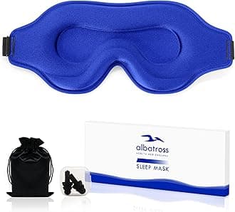 Sleep Eye Mask for Men Women, Lash Extensions 3D Sleeping Mask, Travel Blackout Night Blindfold Eye Shade Cover with Adjustable Strap (Blue-3D)
